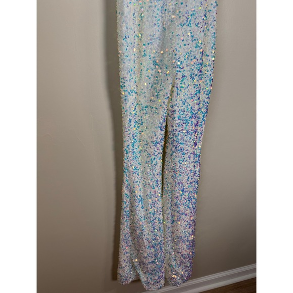 Show Me Your Mumu Women White Iridescent Sequin Halter Jumpsuit Size S - Picture 10 of 10